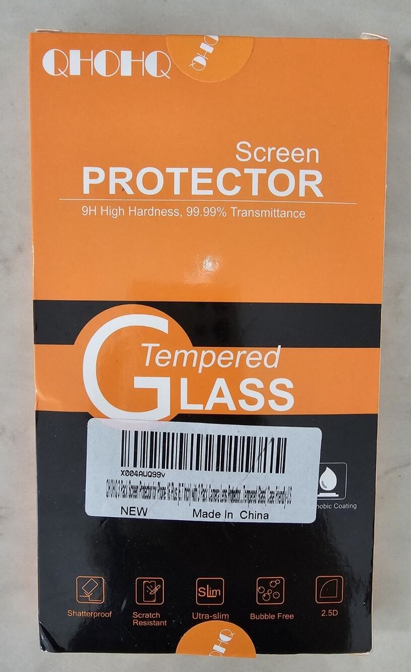QHOHQ iPhone 16 Plus (6.7 Inch) 3 Pack Screen Protectors + Camera Lens Protector